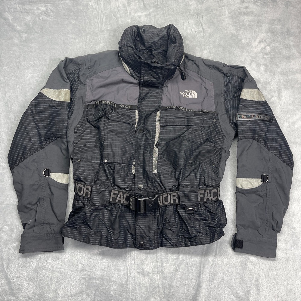 The North Face Steep Tech Ski Jacket Womens‎ L Gray Black Mesh Lined Full Zipper
